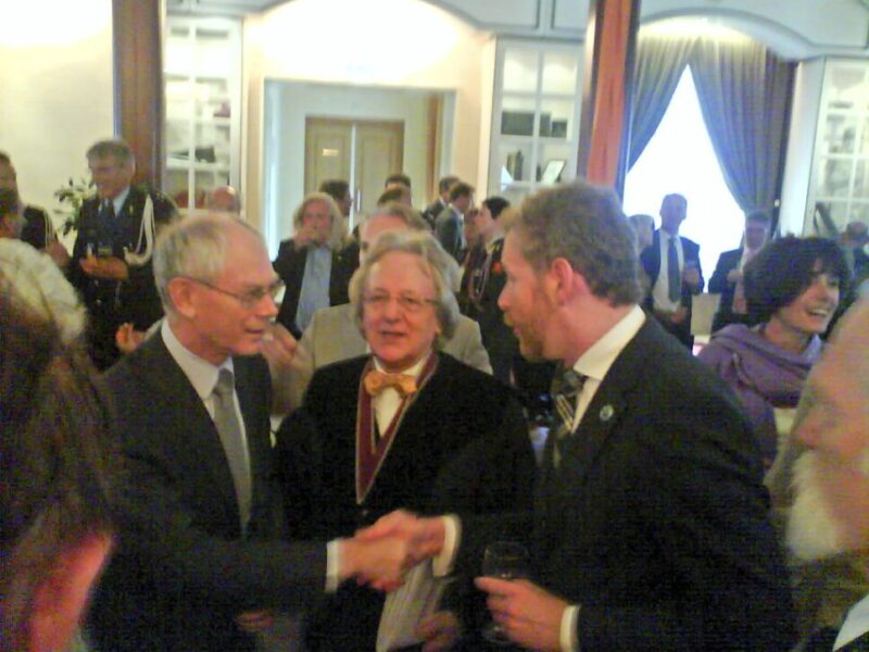 Picture of first permanent 'President of Europe,' Herman Achille, Count Van Rompuy with Ronald Heister